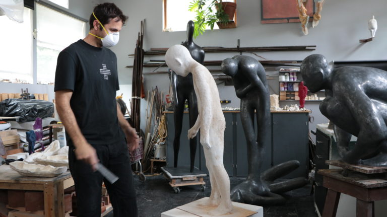 Emil Alzamora in his studio in Beacon, NY.