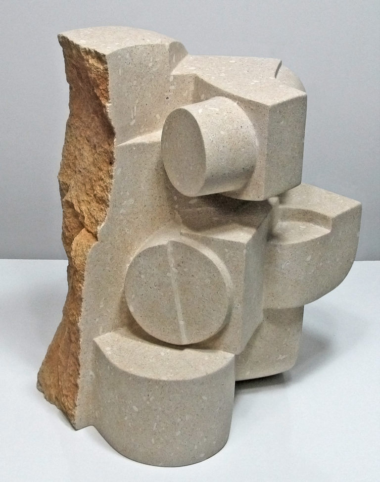 Hand-carved Hillsboro limestone. 14 x 11 x 9 in.