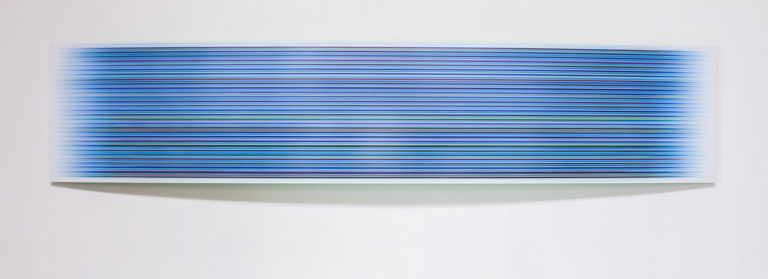 Tom Bolles, Blue Bow, pigment print under plexi, mounted on sintra board - 18 x 86 inches