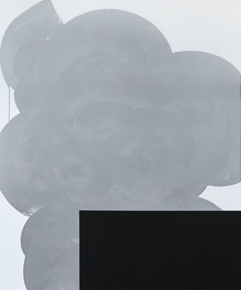 Chad Hasegawa, Silver With Black #1, latex and acrylic on canvas - 72 x 60 inches