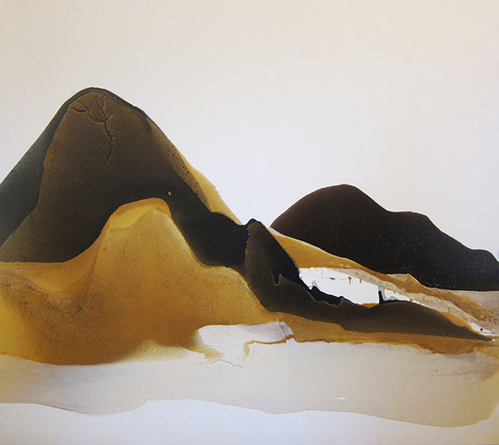 Sonoma charcoal, mudstone, clay, and acrylic on canvas, 67" x 74"