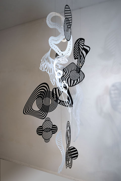 powder-coated aluminum and wire, 6' tall (dimensions variable), 2020