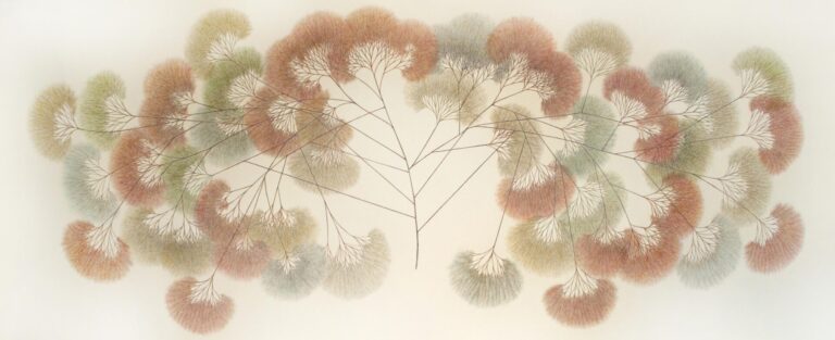 "Fractal-cambium-dd-1," 2020, colored pencil on paper, 29 x 79 inches.