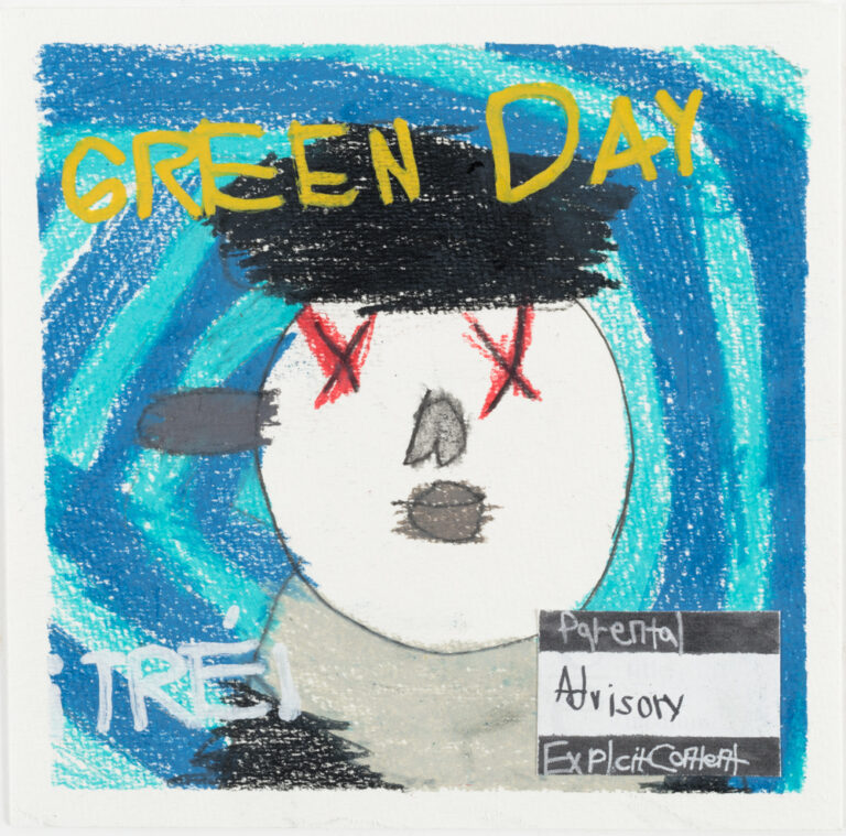 Green Day by Laron Bickerstaff, 2023, mixed media on paper, 6 x 6 inches