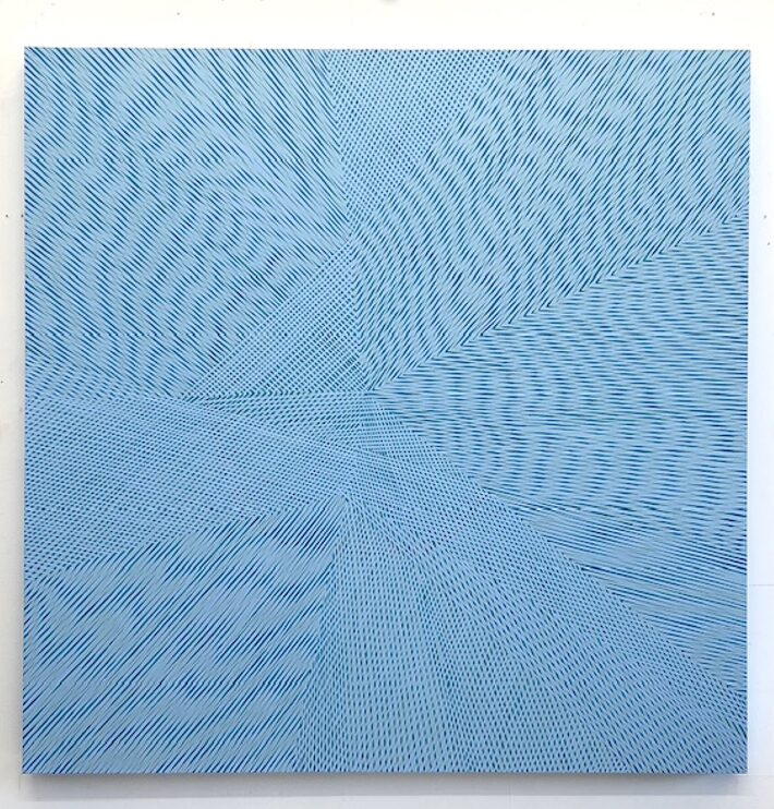 Mel Prest “Loverboy” 2024, acrylic on wood panel, 48”x48”x2”