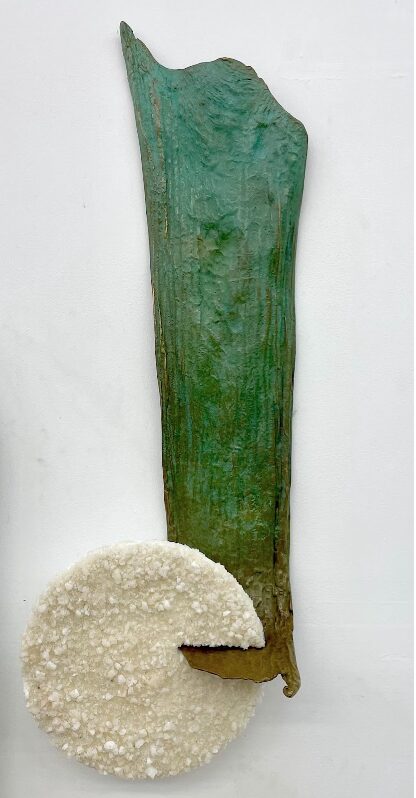 Rachelle Reichert,
Mother bronze, 2024
Bronze, San Francisco Bay Salt, mixed media on panel
42 x 9 1/2 x 8 in.