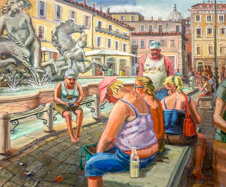 M. Louise Stanley, The Grand Tour, Rome, Acrylic, 36 x 44 in., 2023.